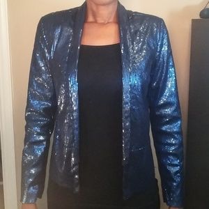 Forever 21 Blue Sequin Jacket Size Medium